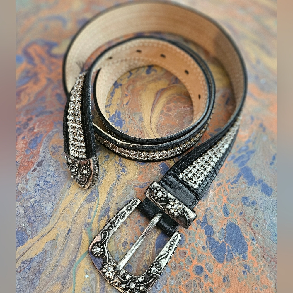 Black rhinestone belt
